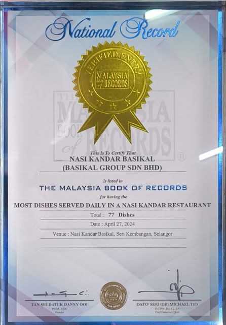 Nasi Kandar Basikal - Malaysia Book Of Records Certificate