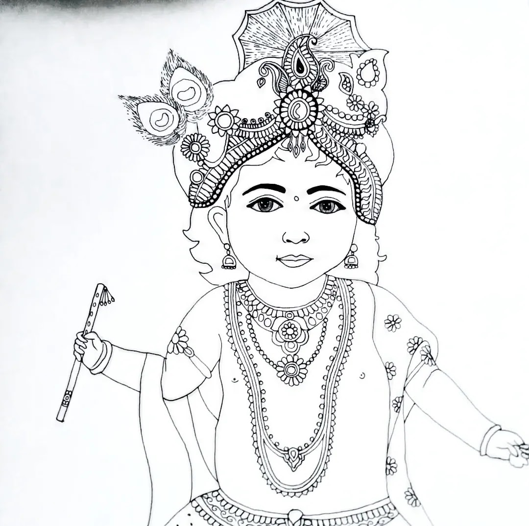 Lord Krishna Drawing | Pencil Sketches Krishna Clipart Photos