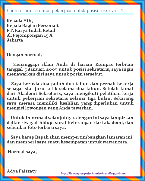 Contoh Surat Pribadi Bersifat Kedinasan Contoh Surat