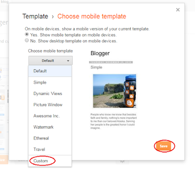 how to enable custom template for blogger mobile site