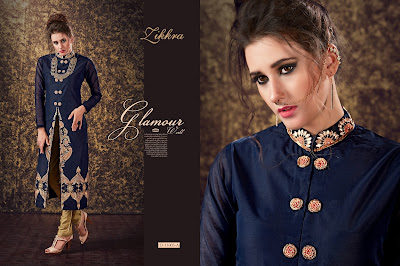 Dark Blue Zikkra Salwar Suits - Kesari Exports