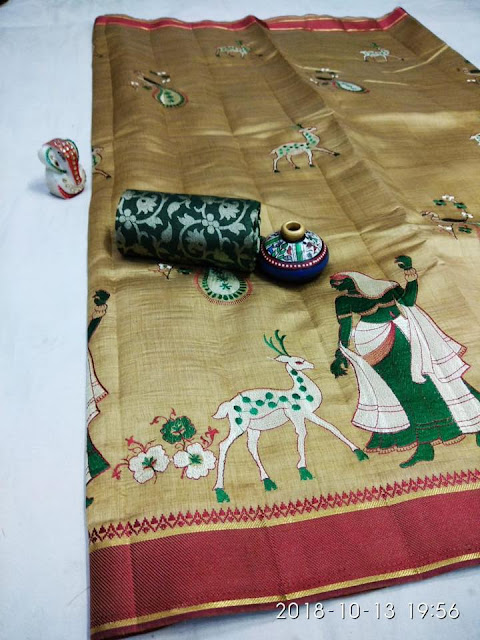 Tussar Embroidery Saree