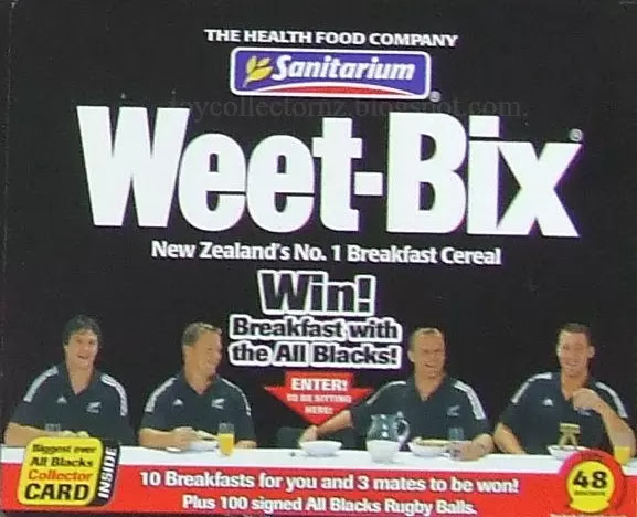 Weet-Bix Cards 2003 100 Years of NZ Test Rugby Weetbix Box Front Cover Design