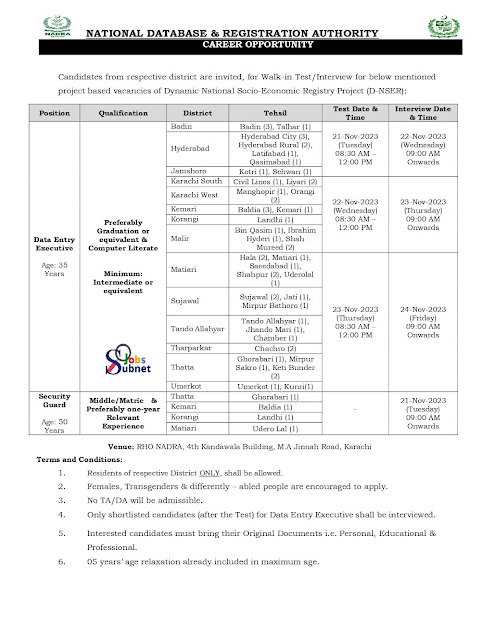 NADRA Jobs 2023 - All Pakistan Jobs 2023 Walk in interview