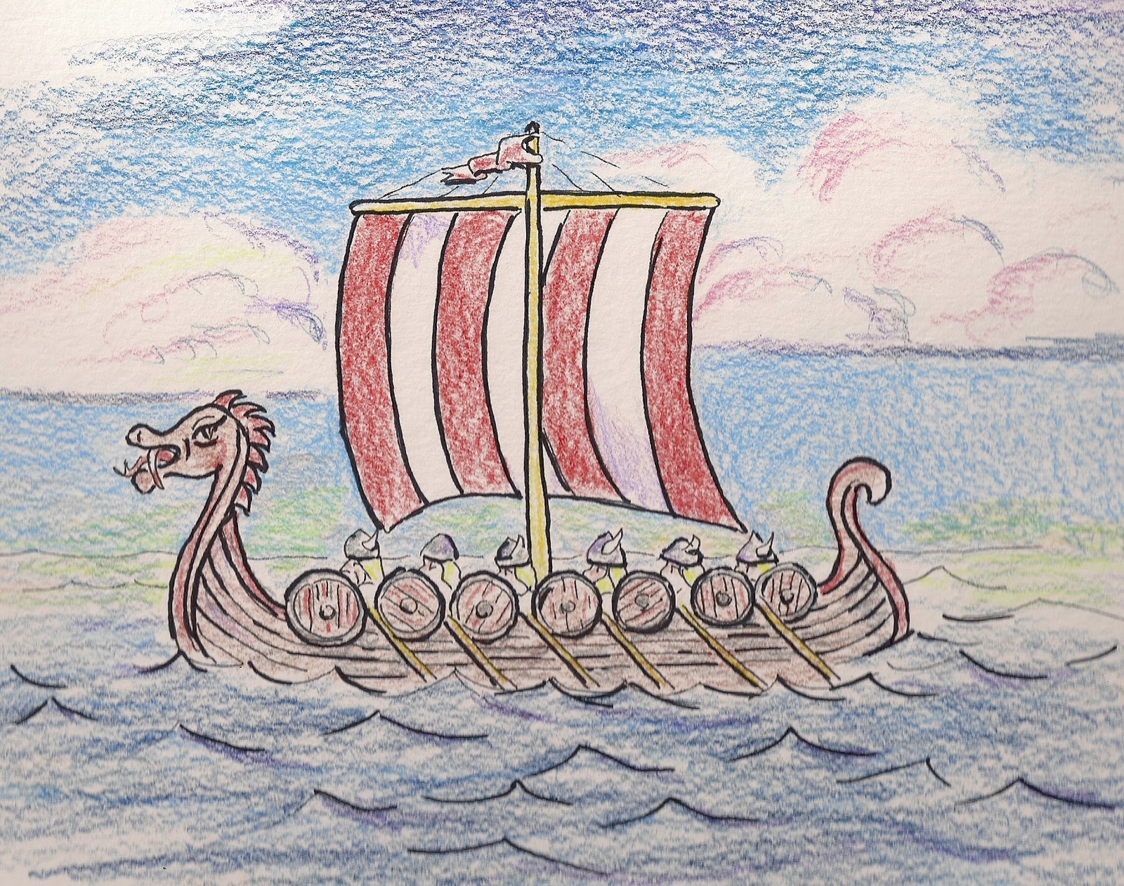 How to Draw Worksheets for The Young Artist: How to Draw a Viking Ship