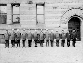 Fort Wayne policemen lined up in front of City Hall in early 1920s