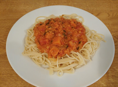 Tomato and Lentil Pasta Sauce with Roast Vegetables