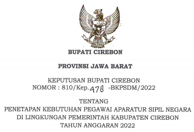 Rincian Formasi ASN PPPK Kabupaten Cirebon Tahun 2022