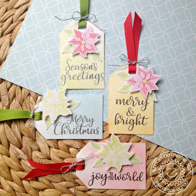 Sunny Studio Stamps: 25 Days of Christmas Tags using Petite Poinsettias by Franci Vignoli