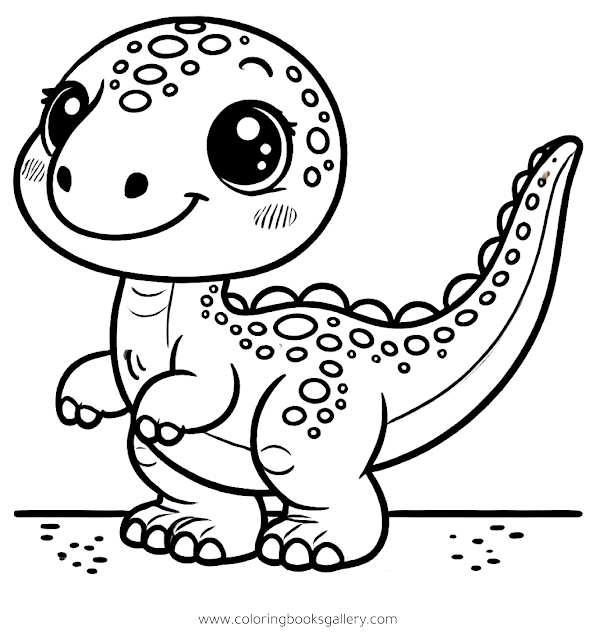 Free Happy Compsognathus Dinosaur Coloring Page – Simple and Fun