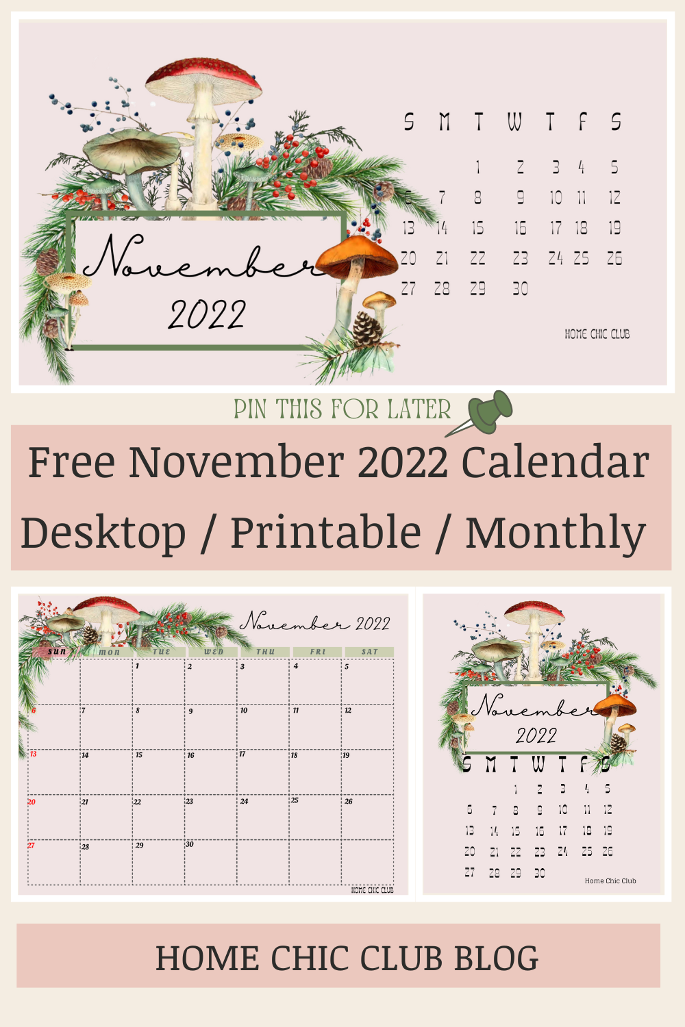 Free November 2022 Calendars / Printable, Desktop & Monthly