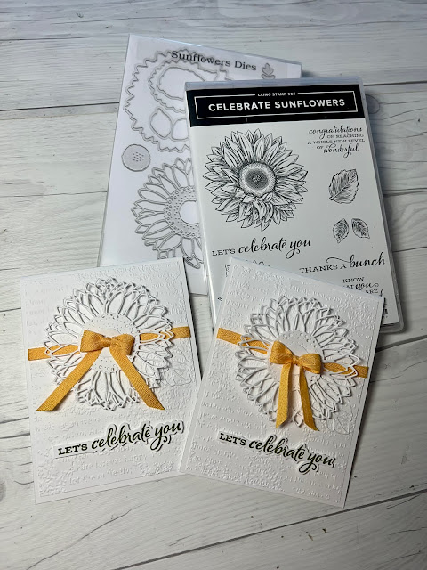 Stamps and Dies used to create Sunflower-themed greeting card from Stampin' Up!