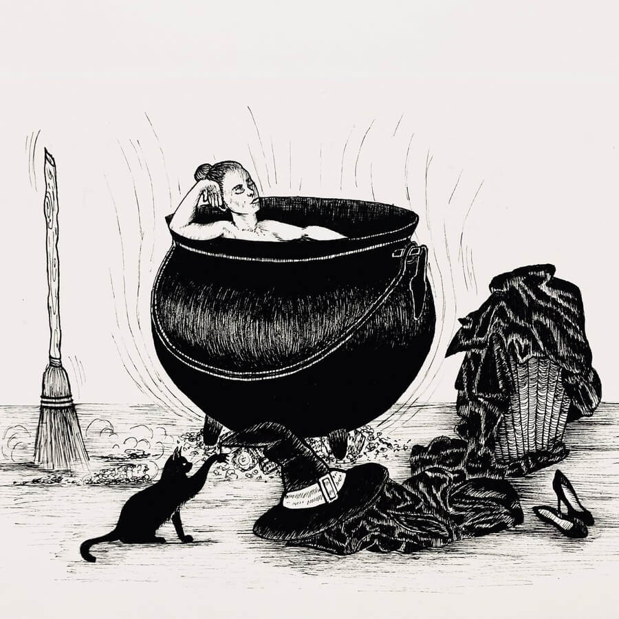 06-A-witch-s-bath-Surreal-Ink-Drawings-Shelby-LePage-www-designstack-co