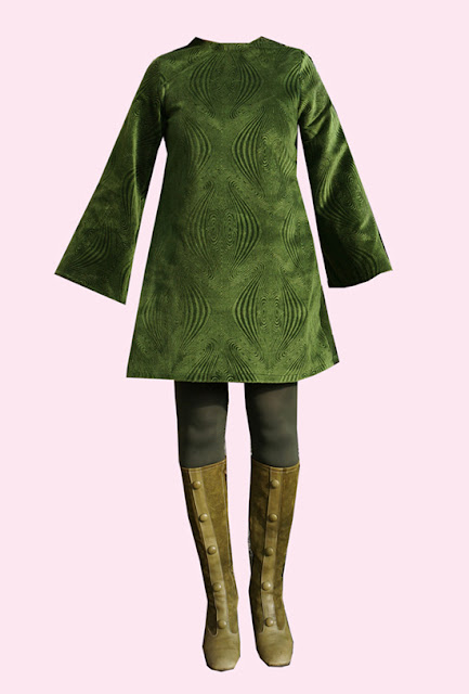 A-line dress with bell sleeves , based on 1969 Simplicity pattern , n° 8611