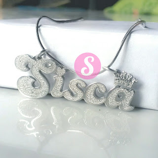 kalung nama monel silver grafir - sisca