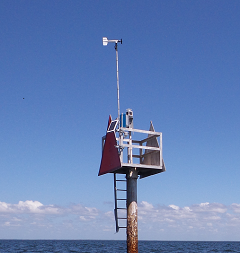 WeatherFlow sensor on a channel marker