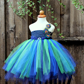 Peacock Inspired Tutu Dress, Blooms N Bugs on etsy