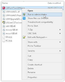 run as administrator - lg flash tool