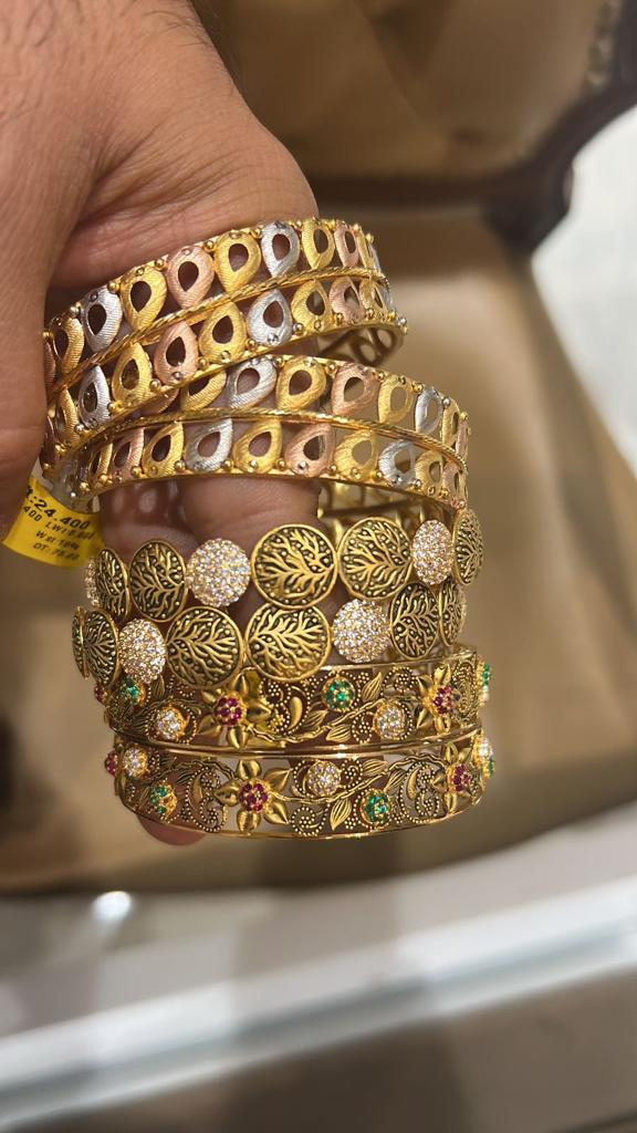 Latest Machine Gold Bangles Designs Simple And Beautiful For Dailywear Light Weight