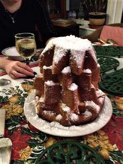 Pandoro is often sliced and dusted with icing sugar for the Christmas table