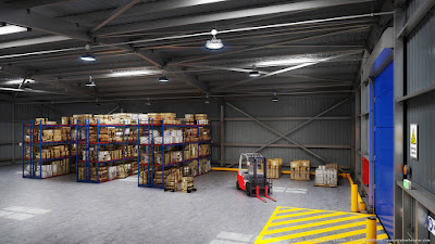 Perspective 3d entrepôt stockage