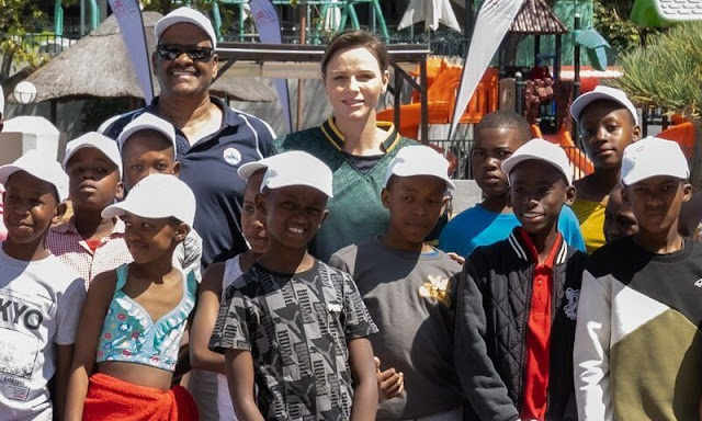 Princess Charlene of Monaco attended the Sun City Water Bike Challenge held at Sun City's Valley of Waves