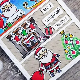 Sunny Studio Stamps: Santa Claus Lane Frilly Frames Dies Comic Strip Everyday Dies Holiday Card by Ana Anderson