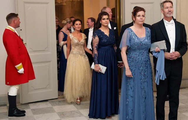 Crown Princess Mary wore a fuchsia gown by David Andersen. Princess Charlene wedding. Rupert Sanderson pink satin pumps