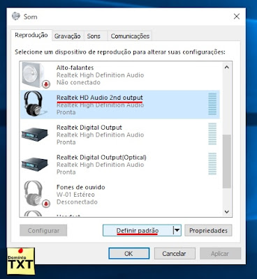 DominioTXT - Opções de repdodução W10