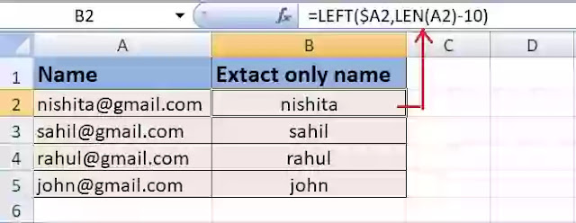 Left function with Len function in excel