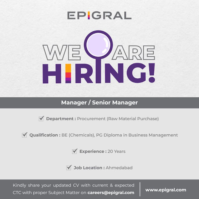 Epigral Job Vacancy For Procurement