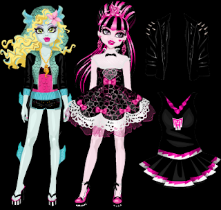 Stardoll gratis spullen: Gratis : leren jasje kleedje en 2 dolls van monster high