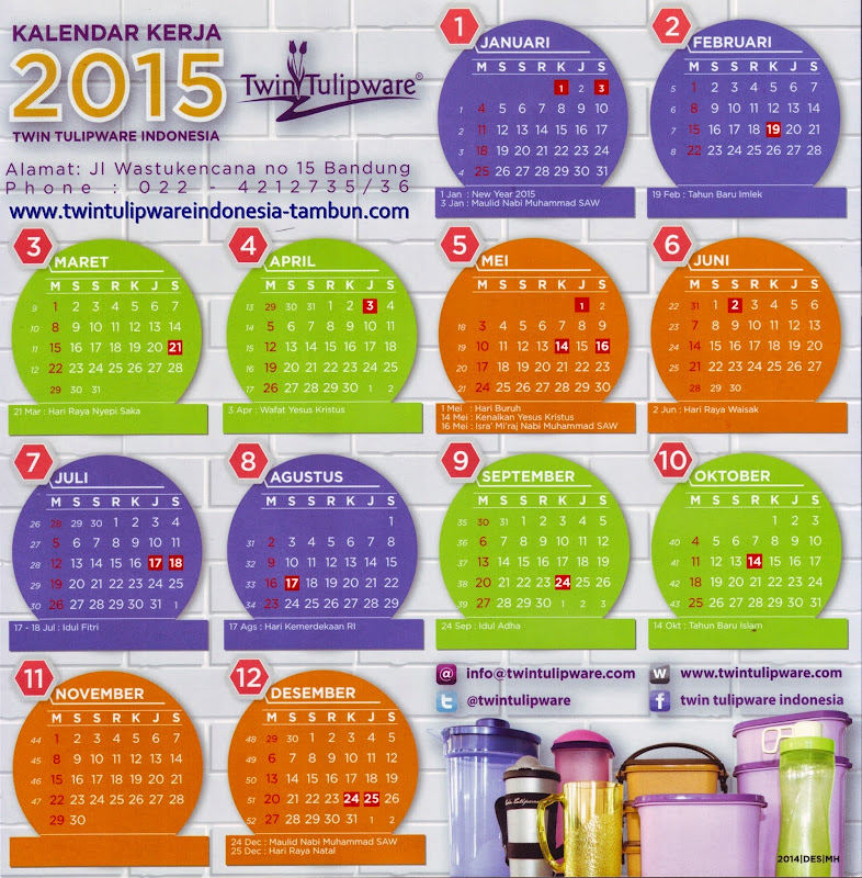 Kalender Kerja Twin Tulipware 2015, Kalender 2015
