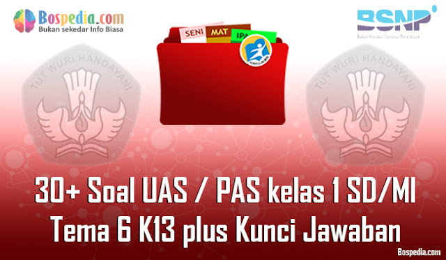 30+ Contoh Soal UAS / PAS untuk kelas 1 SD/MI Tema 6 K13 plus Kunci Jawaban