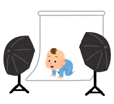 写真スタジオのイラスト（赤ちゃん）