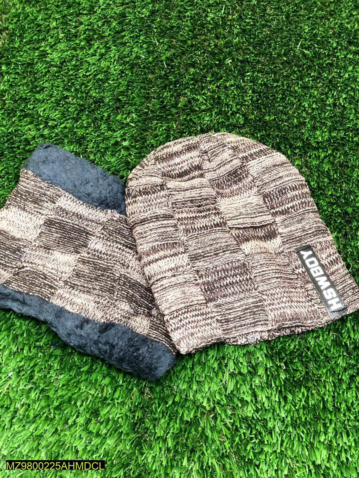 Wool soft cap With Neck Warmer For Unisex