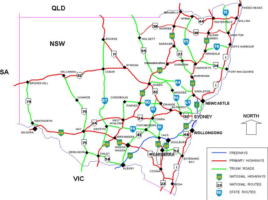 New South Wales driveing road map