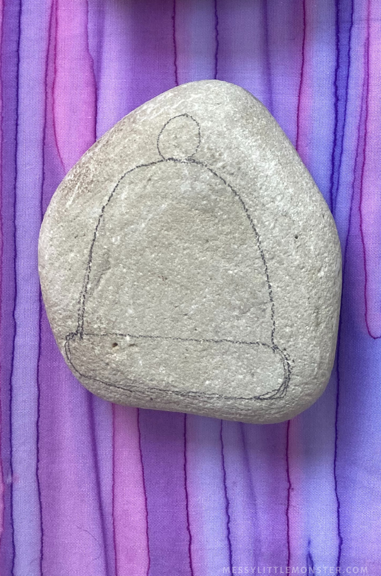 Winter hat rock painting