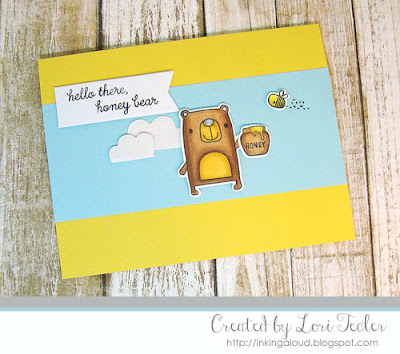 Hello There, Honey Bear card-designed by Lori Tecler/Inking Aloud-stamps and dies from Reverse Confetti