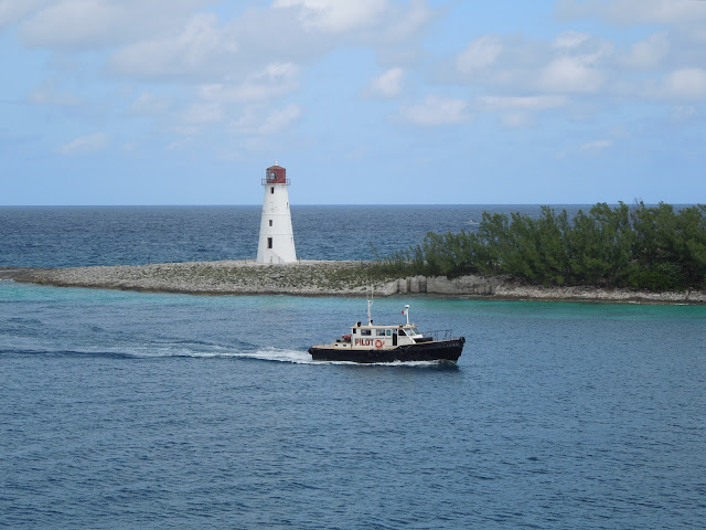 Nassau Harbor Lighthouse and pilot boat