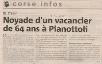 Vacancier noyade Pianottoli