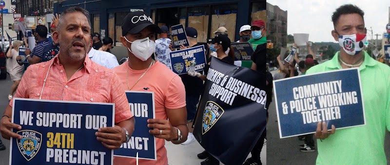 VIDEO: Comerciantes y residentes dominicanos apoyan al NYPD en manifestación frente a cuartel en el Alto Manhattan