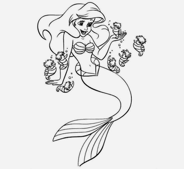 Disney Princess Ariel Coloring Cartoon Drawing Free wallpaper