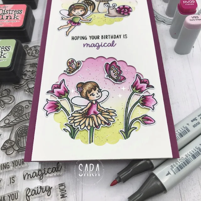 Sunny Studio Stamps: Garden Fairy Scalloped Circle Mat Dies Everyday Cards by Sara Zoppi