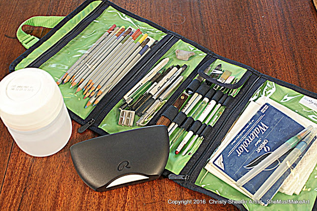 Zipper bag for watercolor art supplies, watercolor art kit, summer artist travel