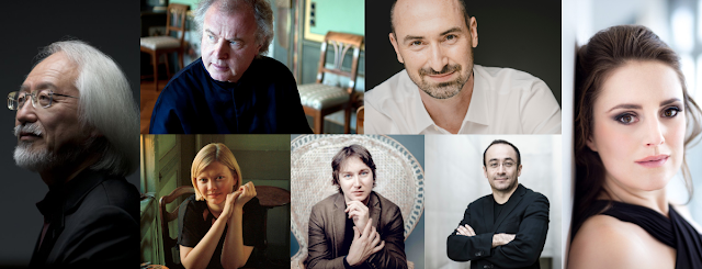 Clockwise from left: Masaaki Suzuki, Sir András Schiff, Peter Whelan, Louise Alder, Riccardo Minasi, Maxim Emelyanychev, Alina Ibrigamova.