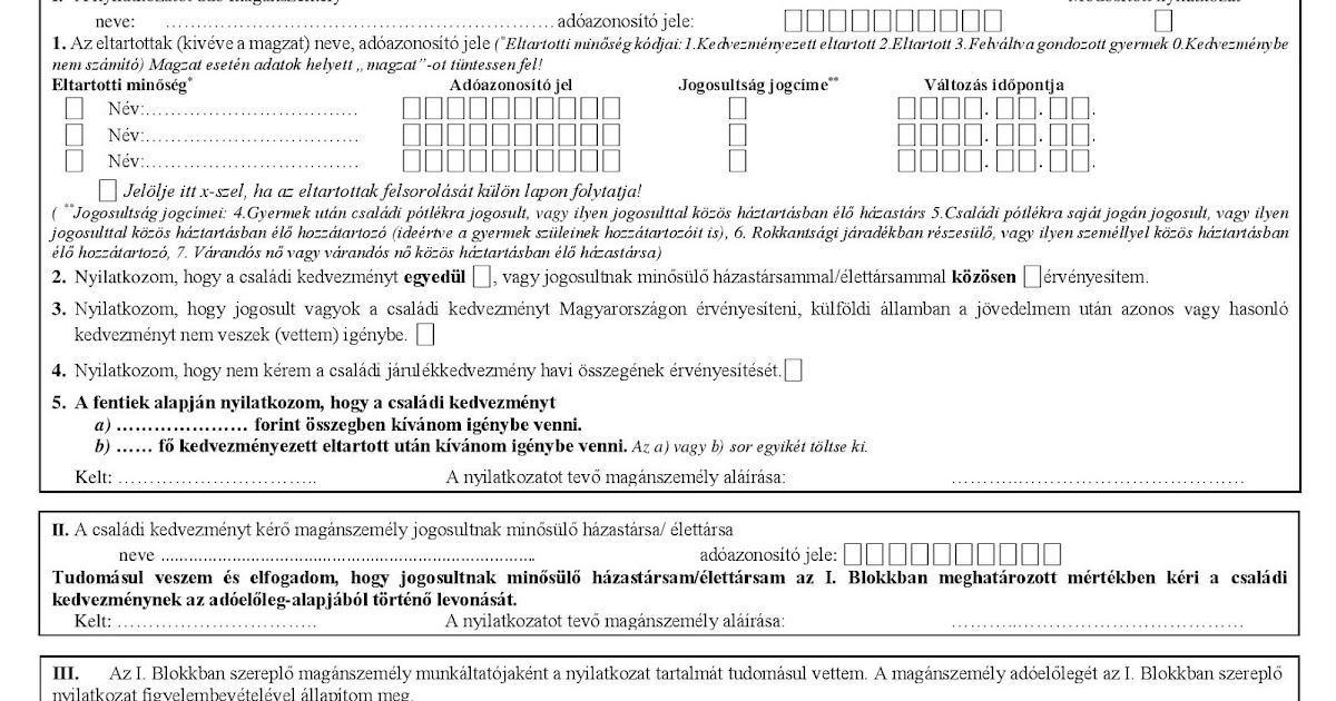 Adóelőlegnyilatkozat a 2019 évben a családi kedvezmény (és járulékkedvezmény) érvényesítéséről