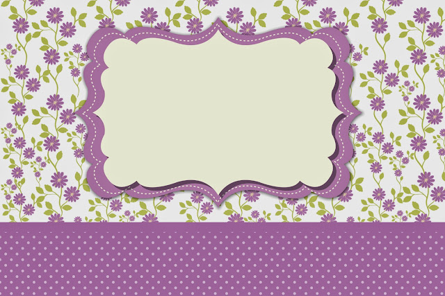 Purple Flowers Free Printable Invitations, Labels or Cards.