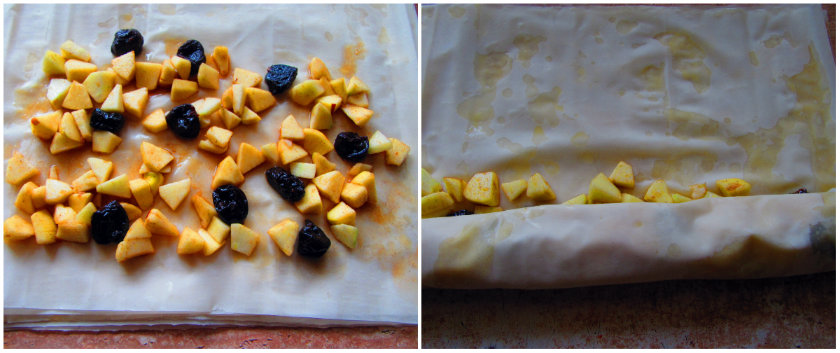 pile the half of fruit along the length of the front edge