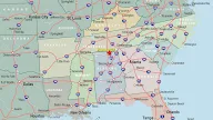 Road Map Of South East Us